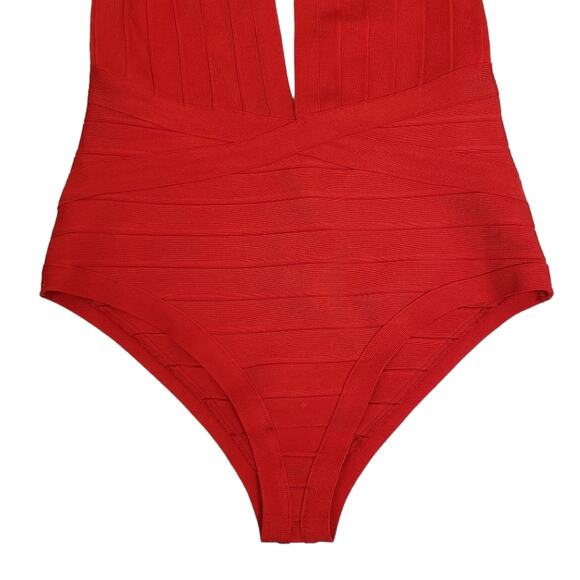 Boohoo Womens XL Bandage Plunge Sunsuit in Red NEW - Picture 9 of 16